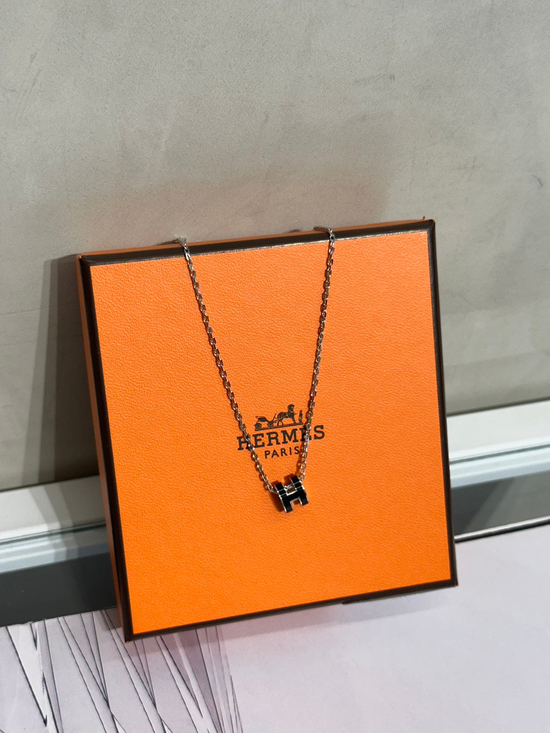 HERMES Mini Pop H項鍊 - 黑銀