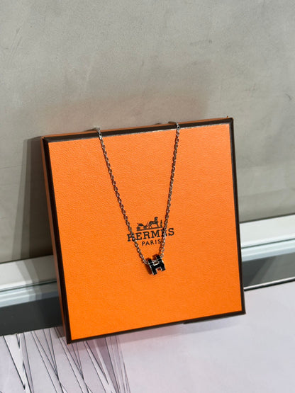 HERMES Mini Pop H項鍊 - 黑銀