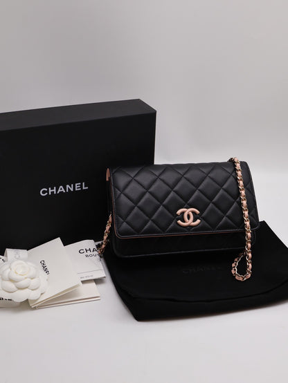 CHANEL 24C季節款拚色WOC - 黑粉