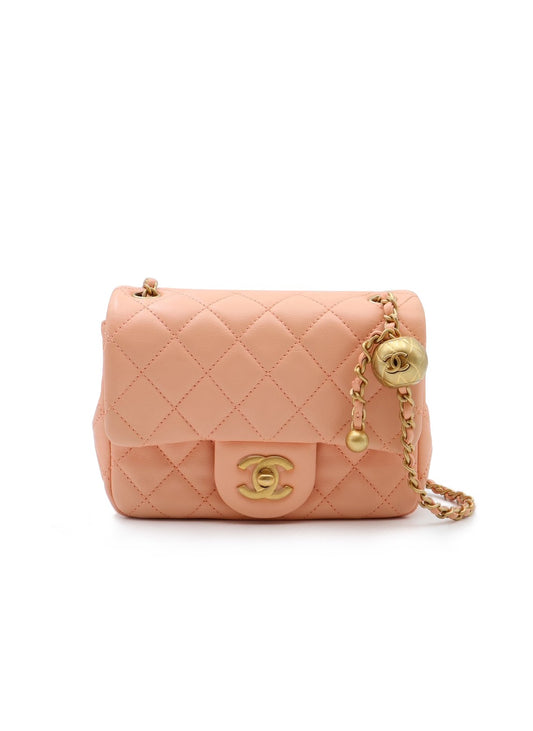CHANEL 經典口蓋包方胖子 17 - 金球珊瑚粉