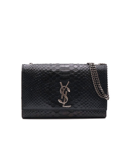 YSL 珍稀蛇皮鍊包 - 黑銀