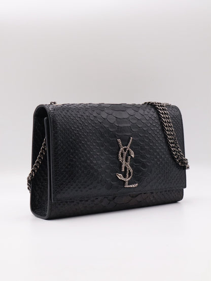 YSL 珍稀蛇皮鍊包 - 黑銀