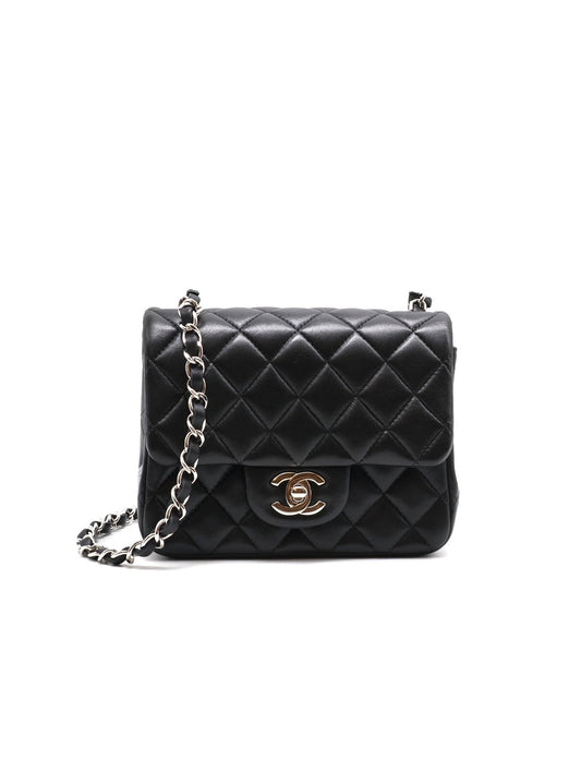 CHANEL 經典口蓋包方胖子 17 - 黑銀27開