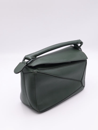 LOEWE Puzzle小牛皮手袋 - 小號綠