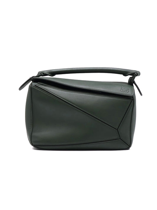 LOEWE Puzzle小牛皮手袋 - 小號綠