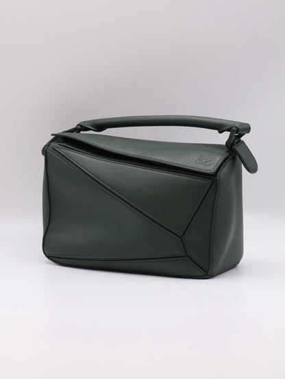 LOEWE Puzzle小牛皮手袋 - 小號綠