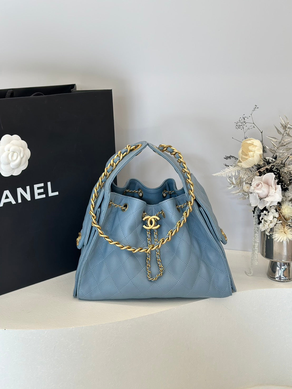 CHANEL 25 Hobo bag - 小號霧霾藍金