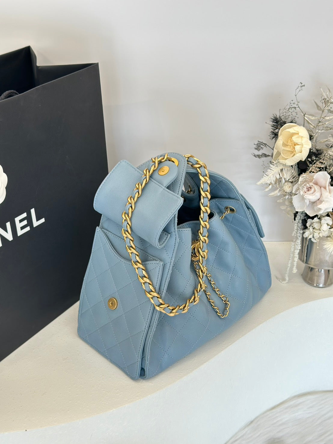 CHANEL 25 Hobo bag - 小號霧霾藍金