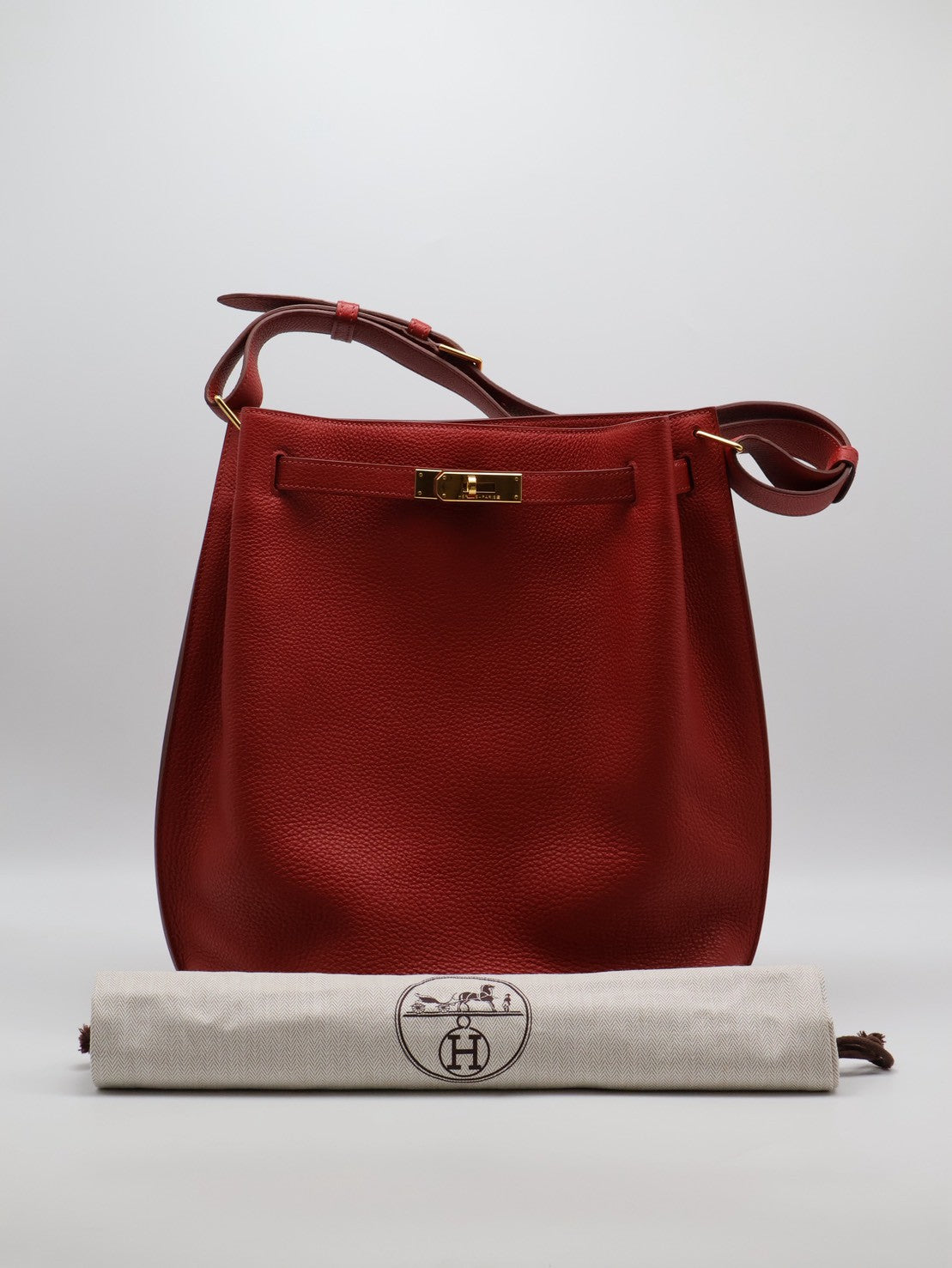 HERMES So kelly 26 - Rouge Casaque Q5 國旗紅金 🄼