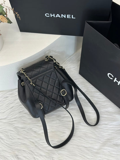 CHANEL Duma小牛皮後背包 - 小號黑金
