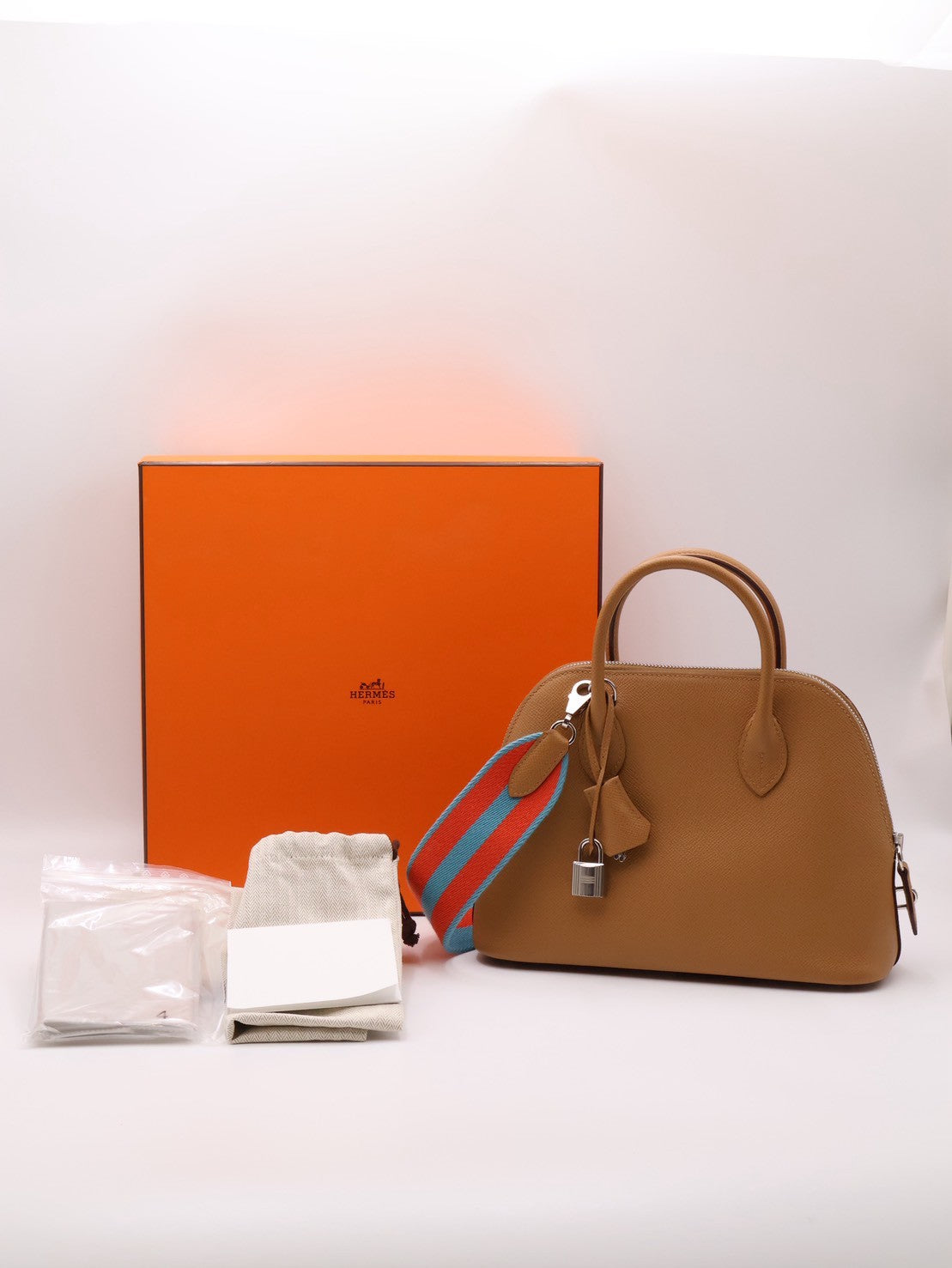 HERMES Bolide 25 - Biscuit 4B 餅乾銀配編織背帶 U