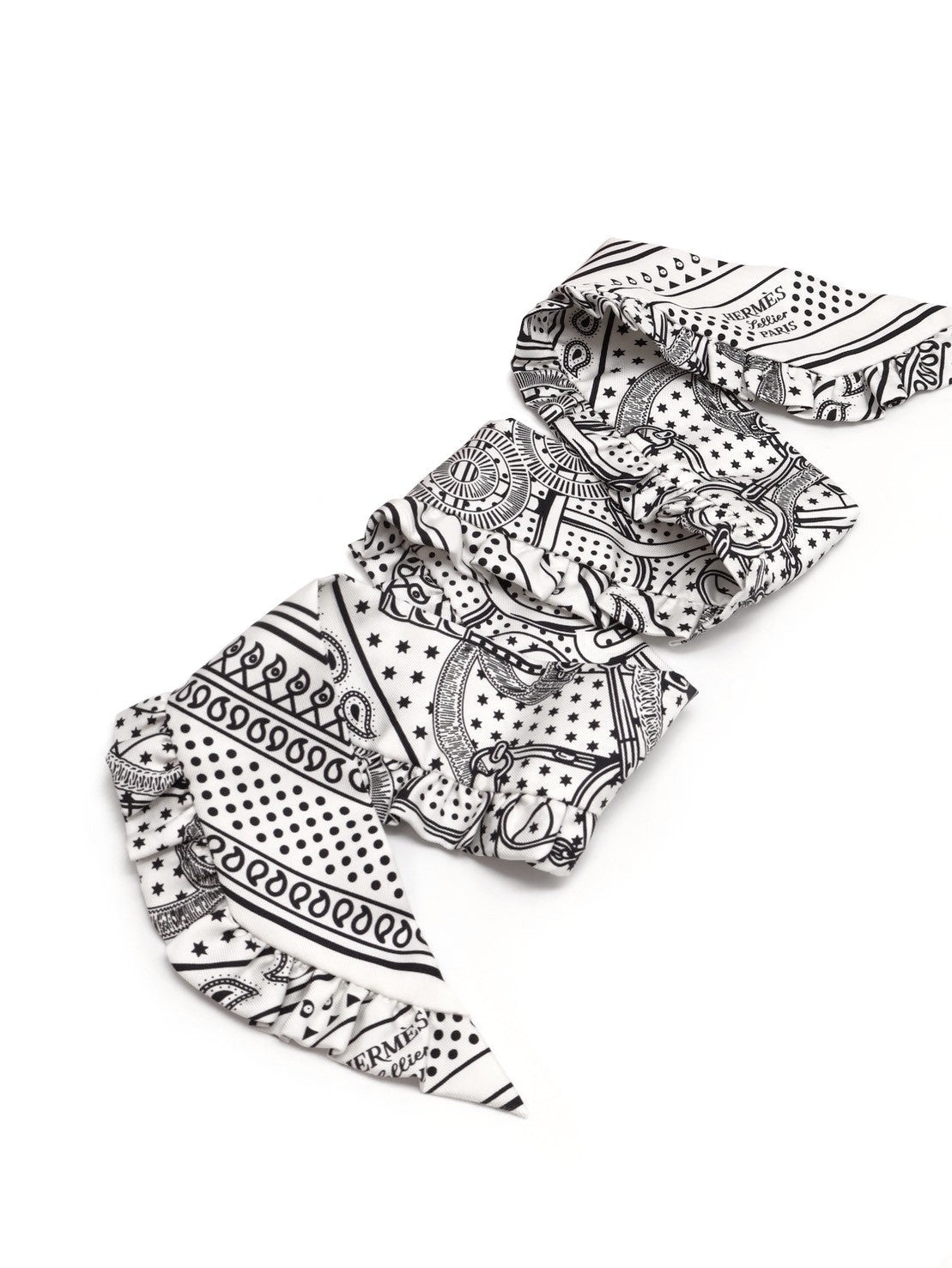 HERMES Eperon d'or Bandana金質馬刺荷葉邊Twilly - 白