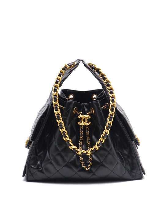 CHANEL 25 Hobo bag - 皺褶小牛皮小號黑金
