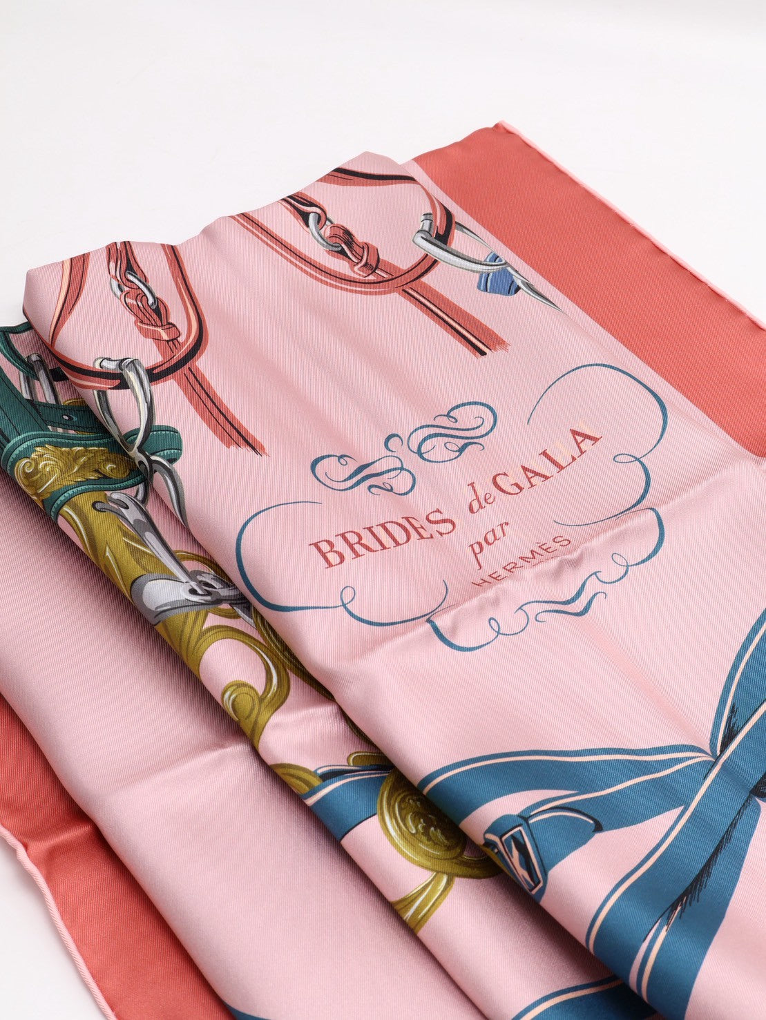 HERMES Brides de Gala盛裝馬鞍雙面絲巾 90 - 粉