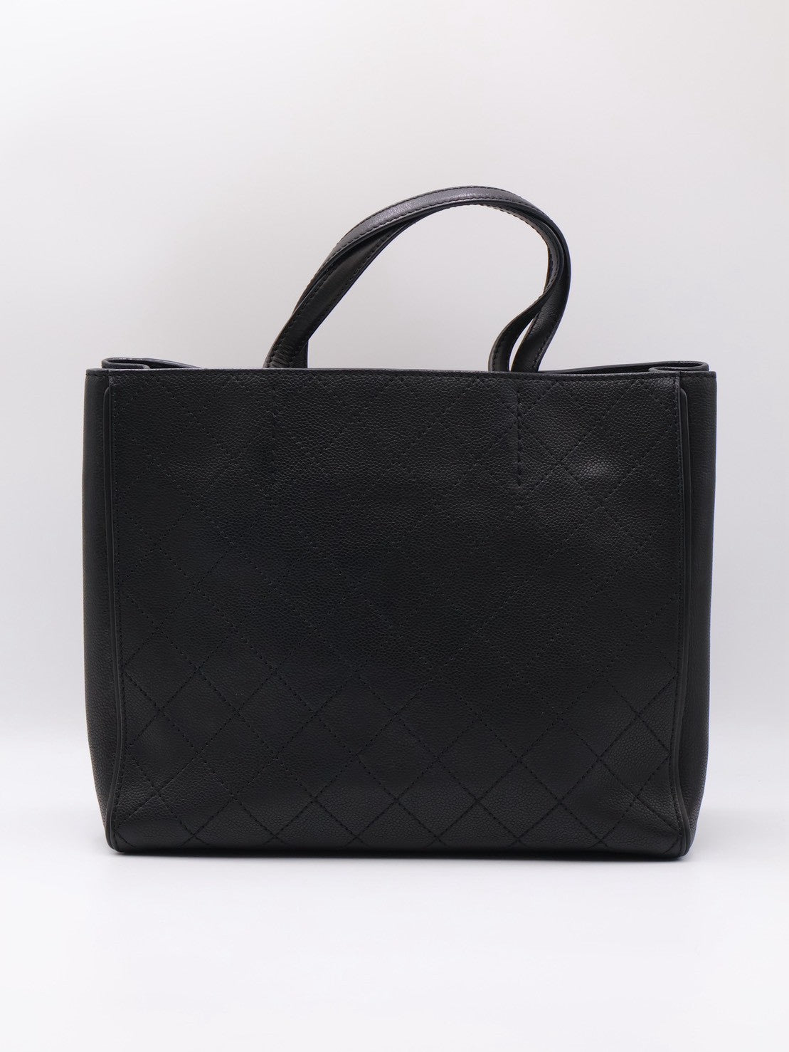 CHANEL 皮釦雙C單肩托特包 - 黑銀18開