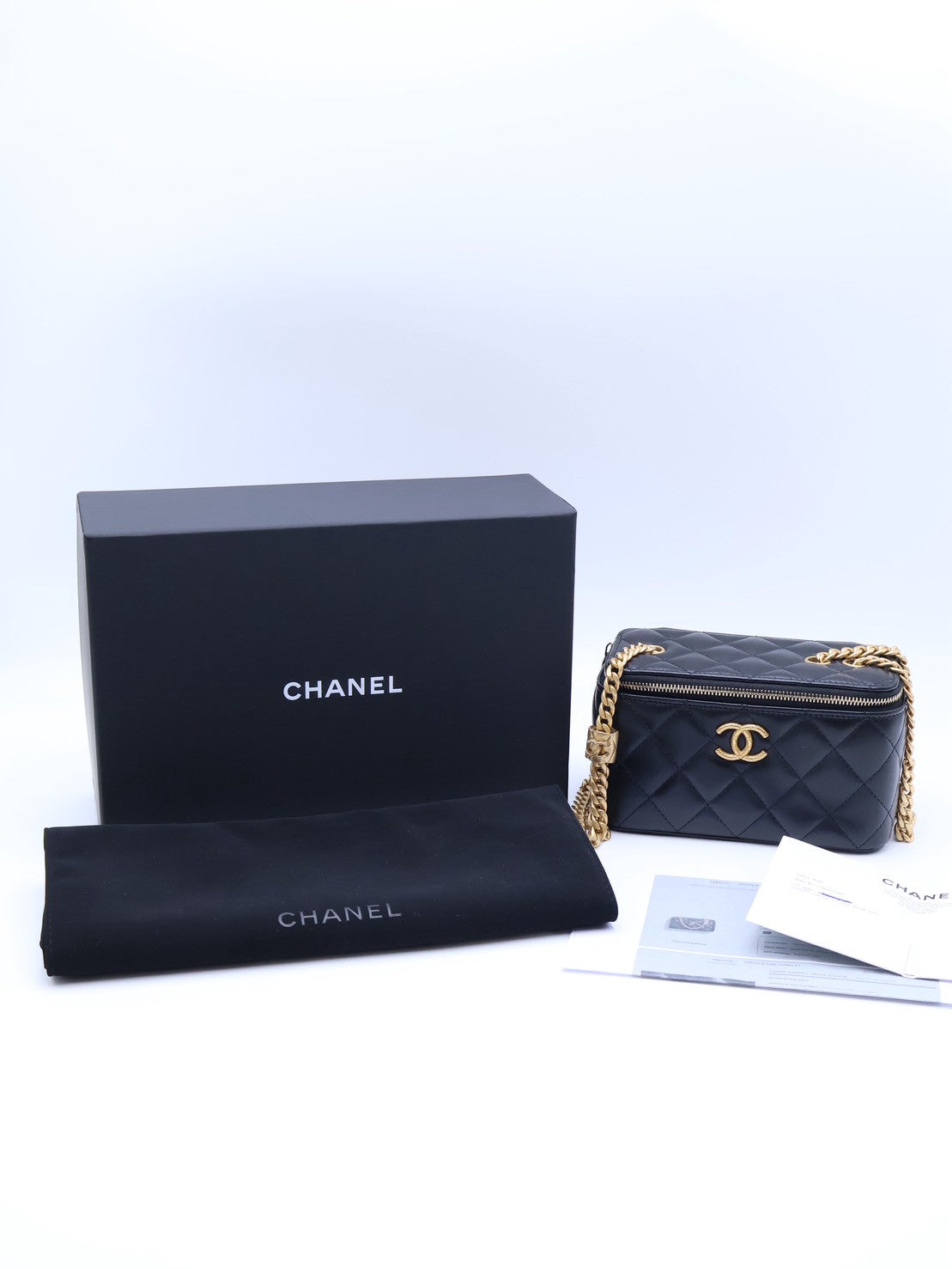 CHANEL 22K金柱調節釦長盒子 - 黑金