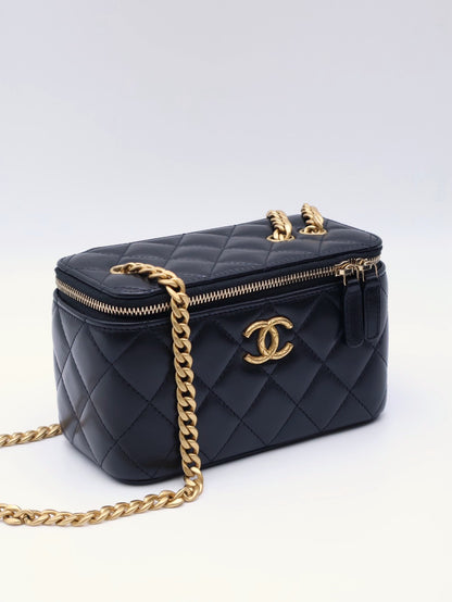 CHANEL 22K金柱調節釦長盒子 - 黑金