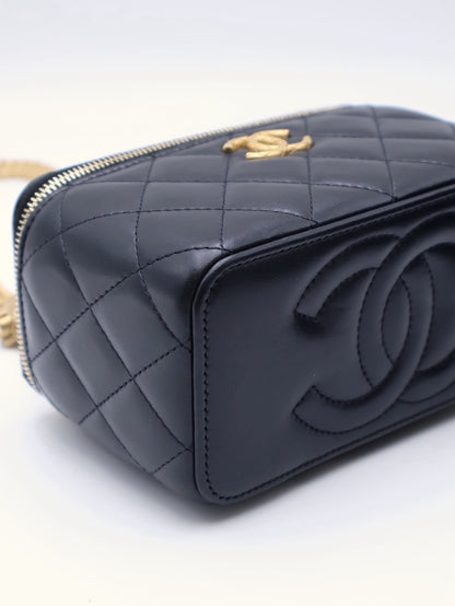 CHANEL 22K金柱調節釦長盒子 - 黑金