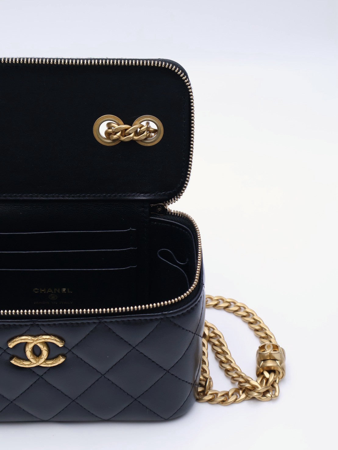 CHANEL 22K金柱調節釦長盒子 - 黑金