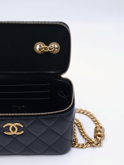 CHANEL 22K金柱調節釦長盒子 - 黑金
