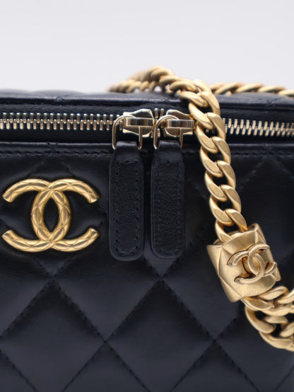 CHANEL 22K金柱調節釦長盒子 - 黑金