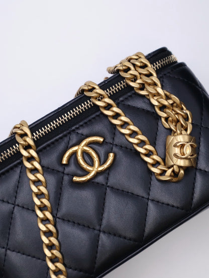 CHANEL 22K金柱調節釦長盒子 - 黑金