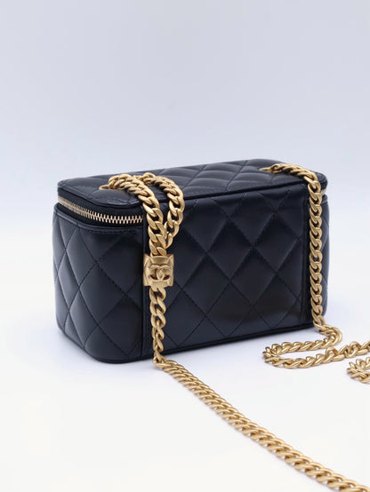 CHANEL 22K金柱調節釦長盒子 - 黑金