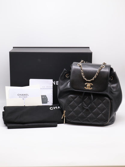 CHANEL Affinity粒面牛皮後背包 - 黑金