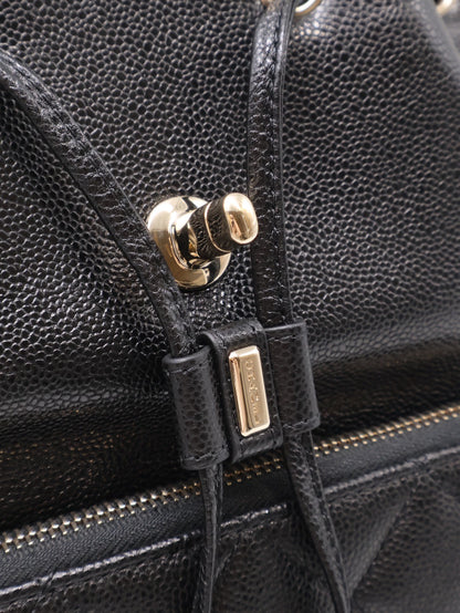 CHANEL Affinity粒面牛皮後背包 - 黑金
