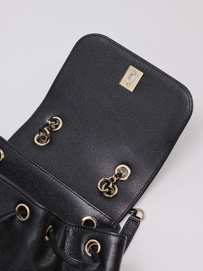 CHANEL Affinity粒面牛皮後背包 - 黑金