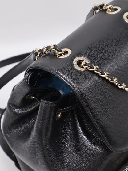 CHANEL Affinity粒面牛皮後背包 - 黑金