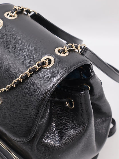 CHANEL Affinity粒面牛皮後背包 - 黑金