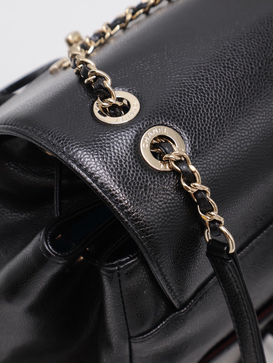 CHANEL Affinity粒面牛皮後背包 - 黑金