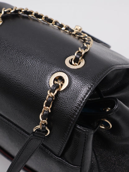 CHANEL Affinity粒面牛皮後背包 - 黑金
