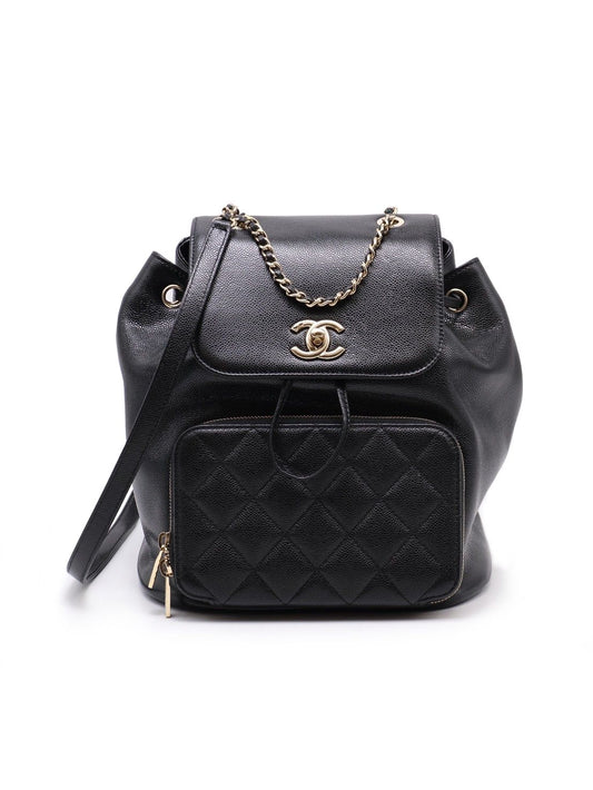 CHANEL Affinity粒面牛皮後背包 - 黑金