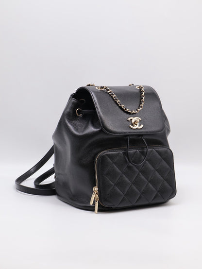 CHANEL Affinity粒面牛皮後背包 - 黑金