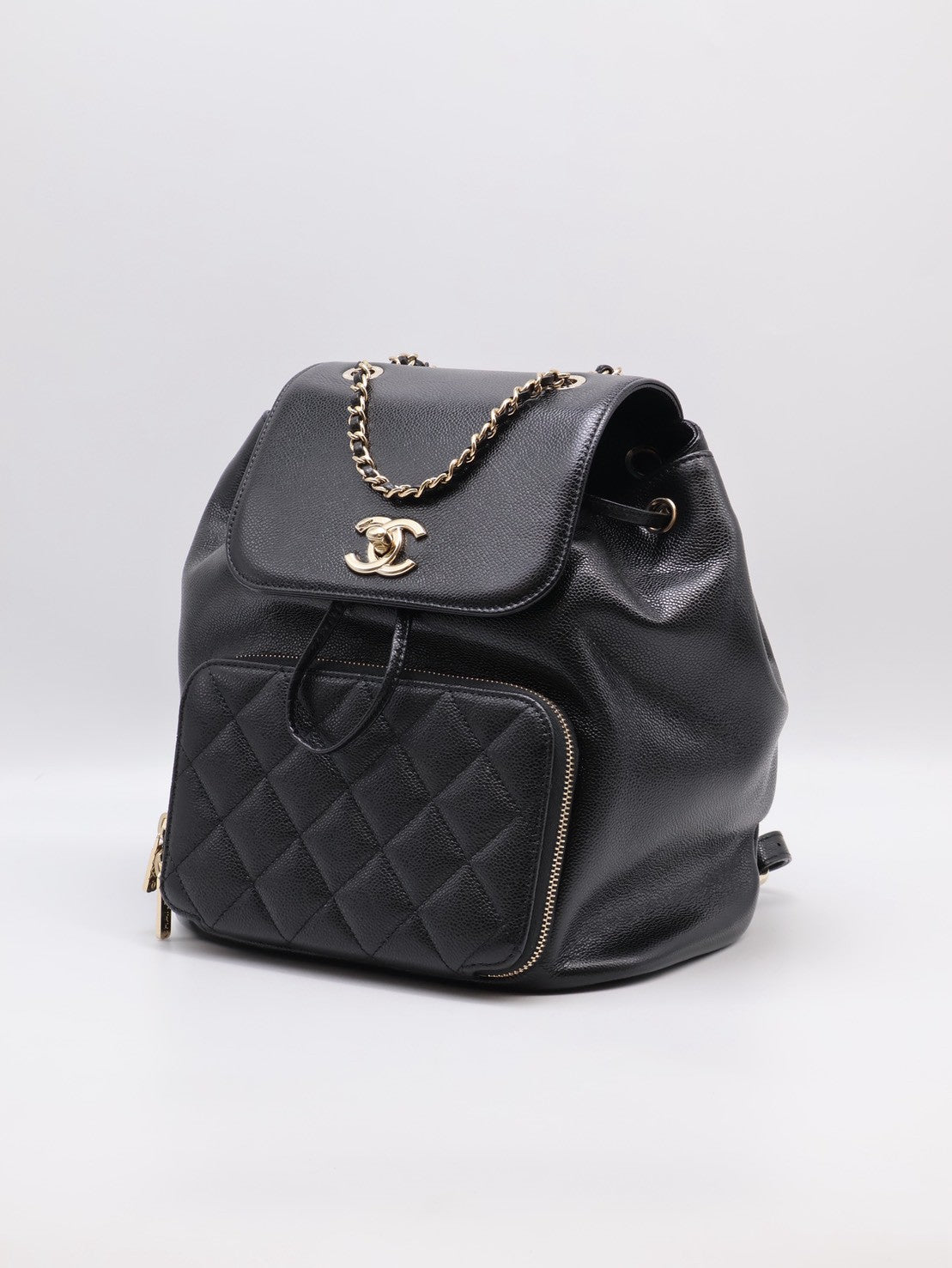 CHANEL Affinity粒面牛皮後背包 - 黑金