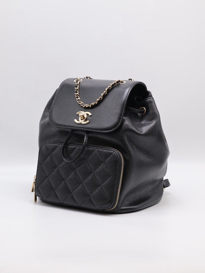 CHANEL Affinity粒面牛皮後背包 - 黑金
