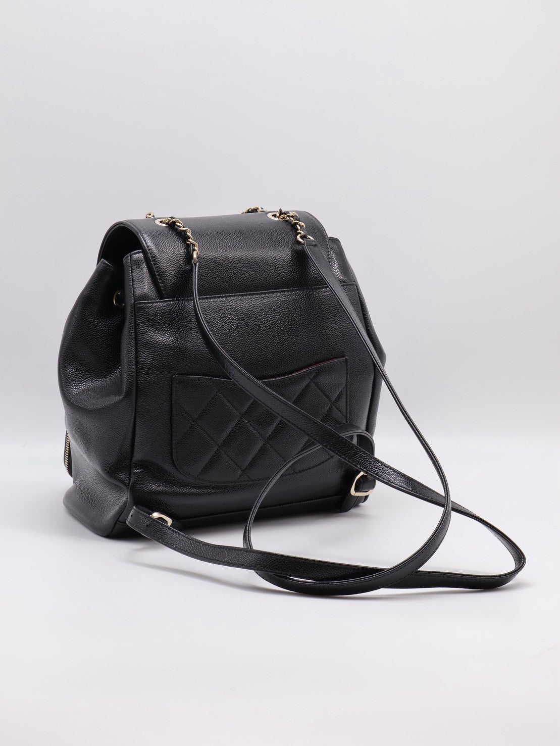 CHANEL Affinity粒面牛皮後背包 - 黑金