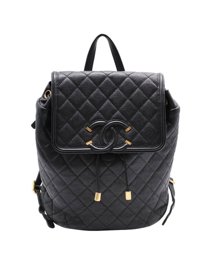 CHANEL Vanity case雙肩後背包 - 黑金26開