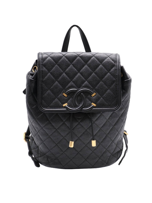 CHANEL Vanity case雙肩後背包 - 黑金26開