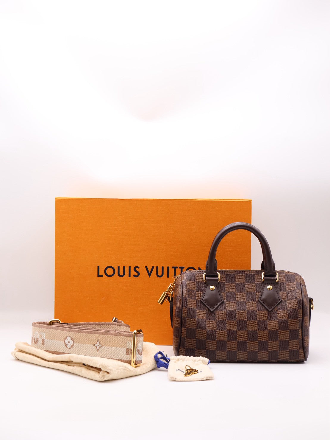 LOUIS VUITTON 棋盤格Speedy Bandouliere 20 - 棕邊背帶
