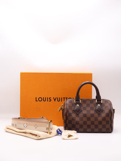 LOUIS VUITTON 棋盤格Speedy Bandouliere 20 - 棕邊背帶