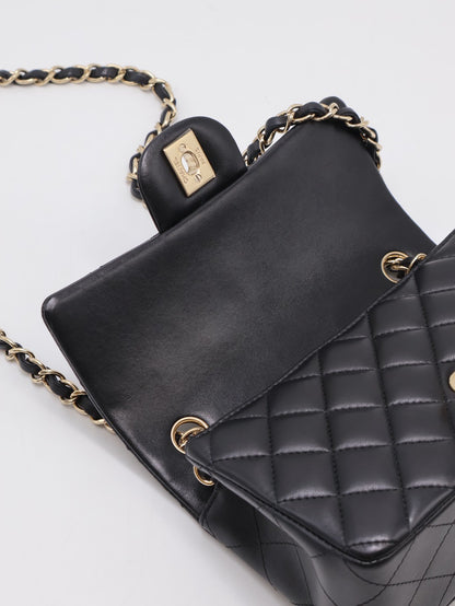 CHANEL 經典口蓋包Mini CF20 - 黑金23開