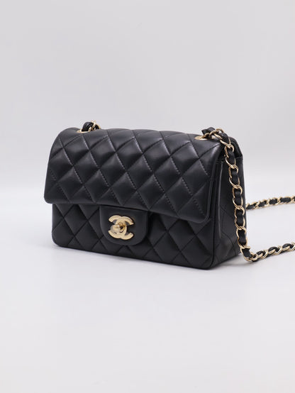 CHANEL 經典口蓋包Mini CF20 - 黑金23開