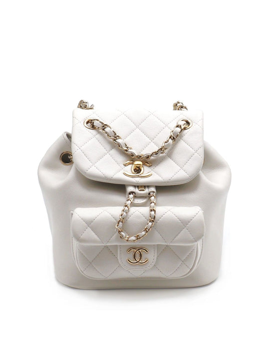 CHANEL Duma小牛皮後背包 - 小號白金