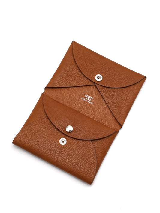 HERMES 馬鞍皮Calvi duo - 金棕 K