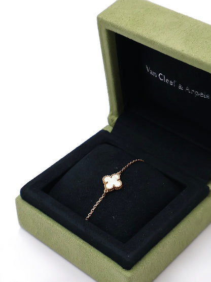 Van Cleef & Arpels 白珍珠母貝18k金手鍊 - sweet Alhambra