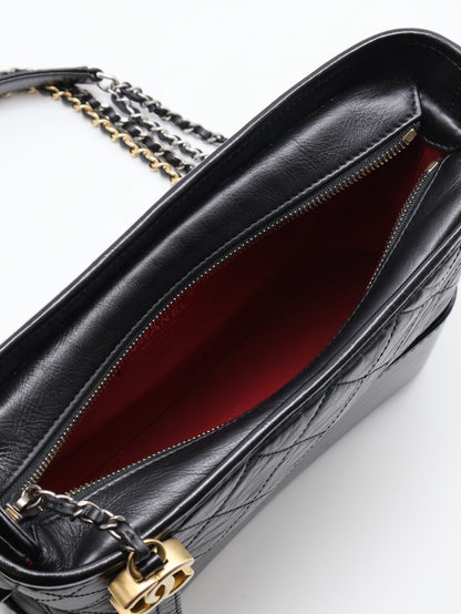 CHANEL 雙鍊條流浪包 - 新中號黑29開