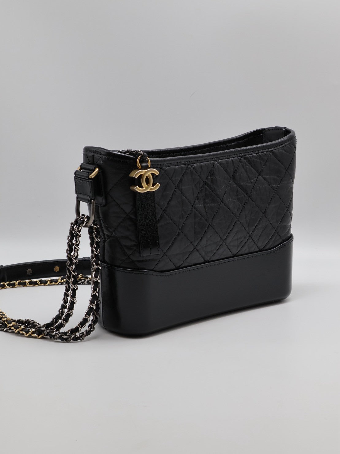 CHANEL 雙鍊條流浪包 - 新中號黑29開